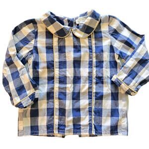 Magnolia Honey Boutique Checkered Bluw White Peter Pan Collar Blouse‎ Size 3T